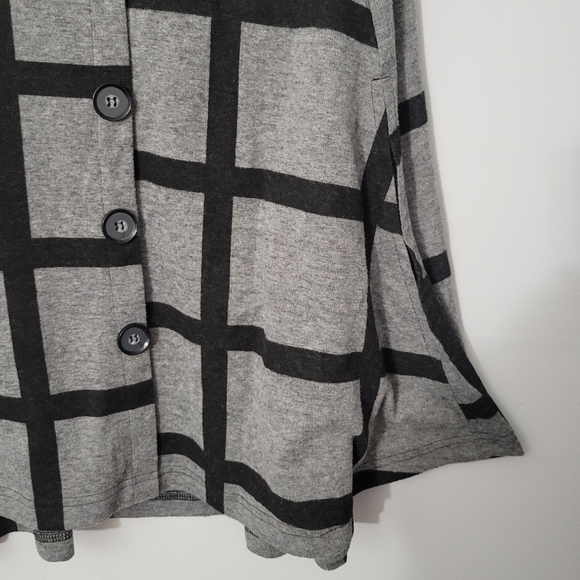 Doma Gray Windowpane Mockneck Poncho Cape - Picture 3 of 10